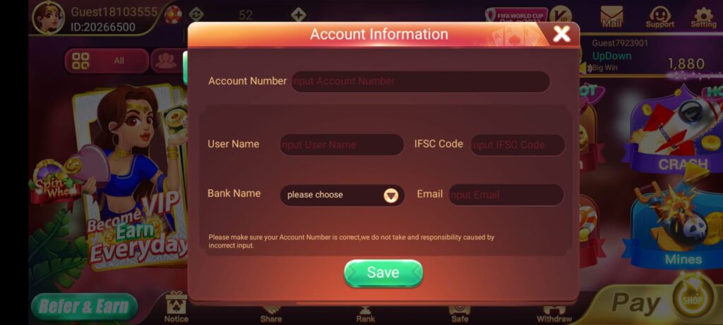 teen patti joy bank account add